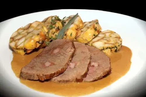 traditional Czech recipe - "Svíčková" in Cream Sauce